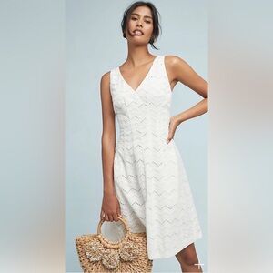 Anthropologie Buvette Floral Dress Tracy Reese White Fit & Flare Size 8